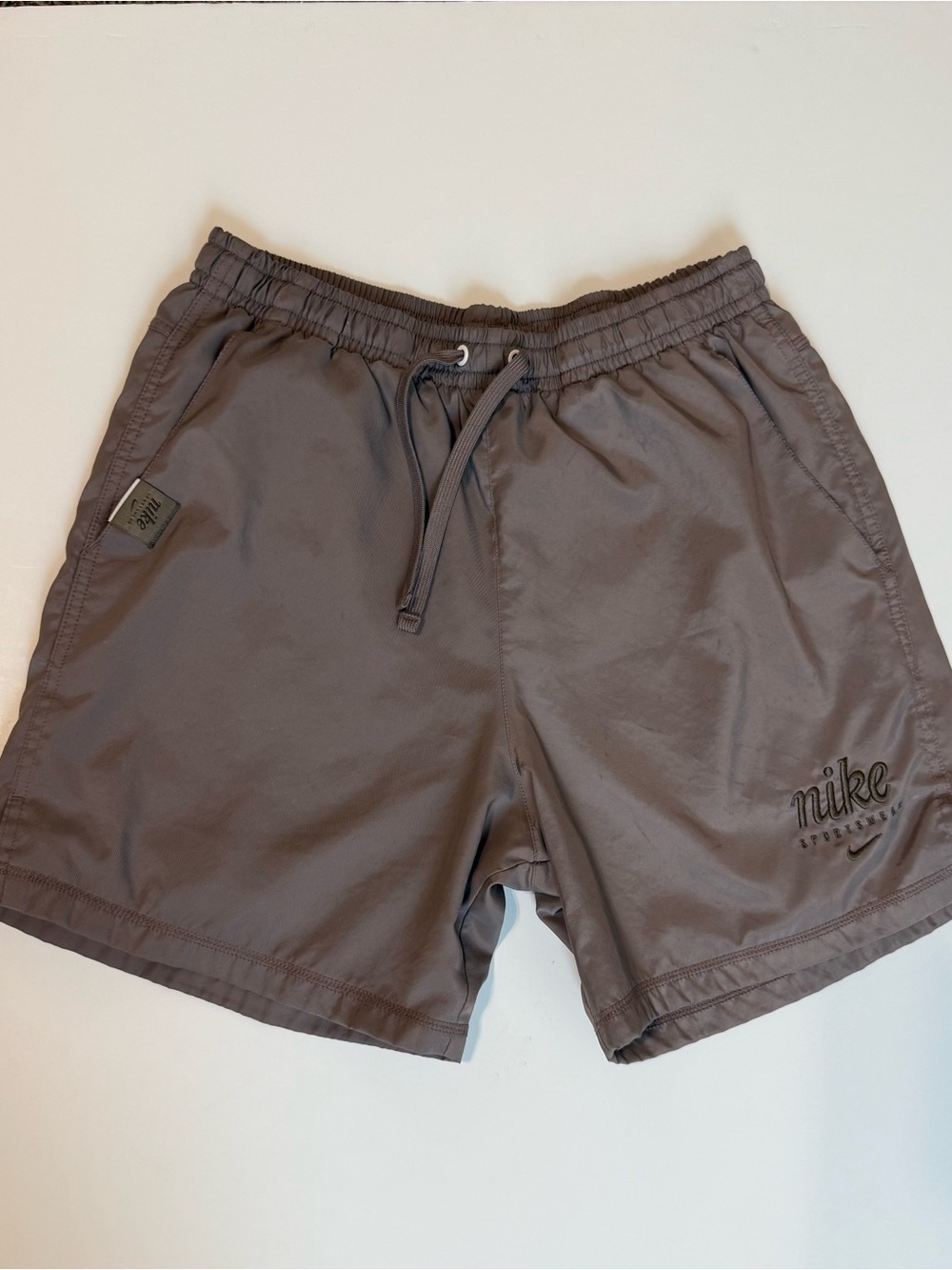 Nike Sportswear Men’s Taupe Swim Trunks with Drawstring